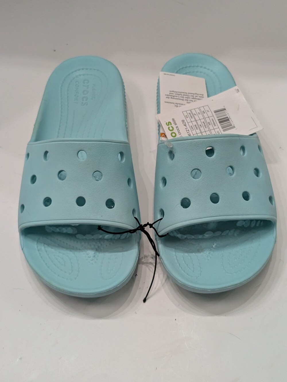 NWT Crocs Women's 8 Classic Slides Ice Blue Sandals Men's 6 Unisex